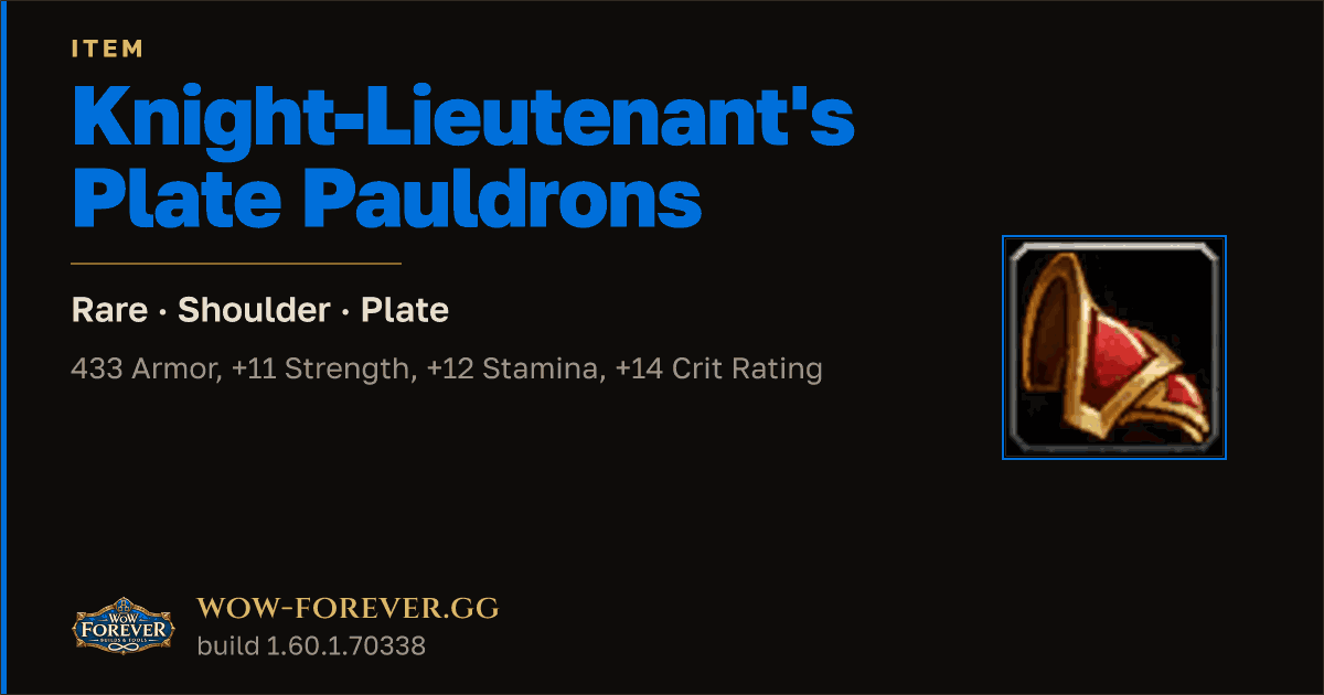 The preview card for Knight-Lieutenant's Plate Pauldrons