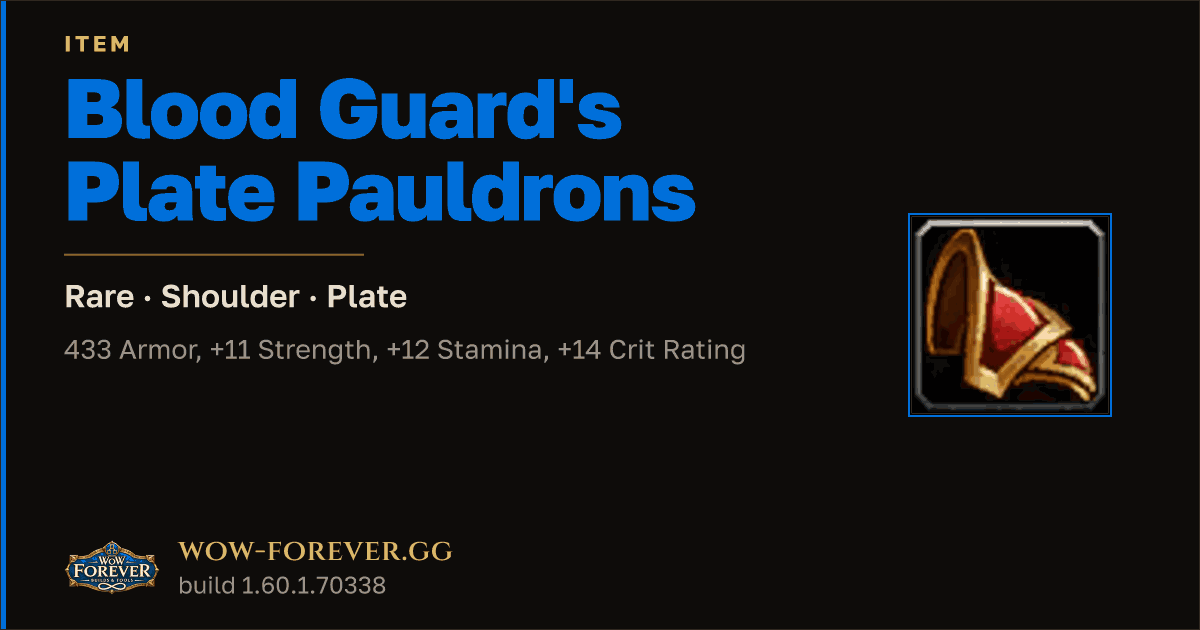 The preview card for Blood Guard's Plate Pauldrons