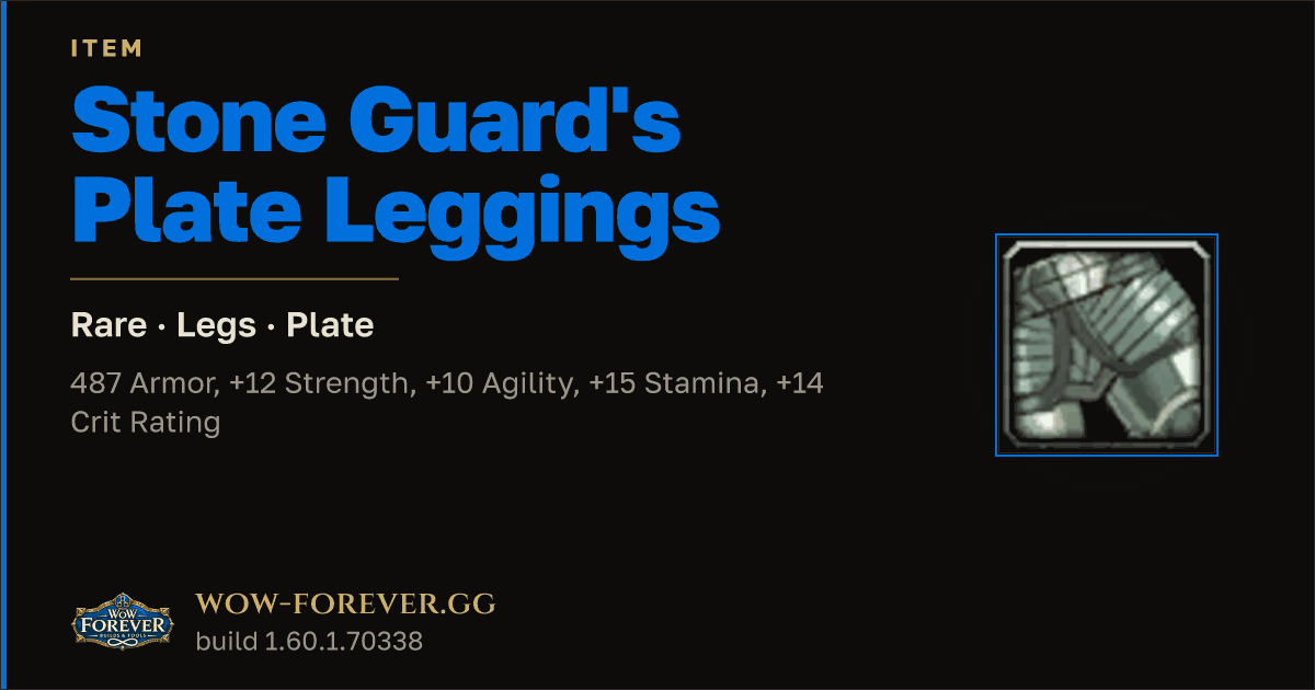 The preview card for Stone Guard's Plate Leggings