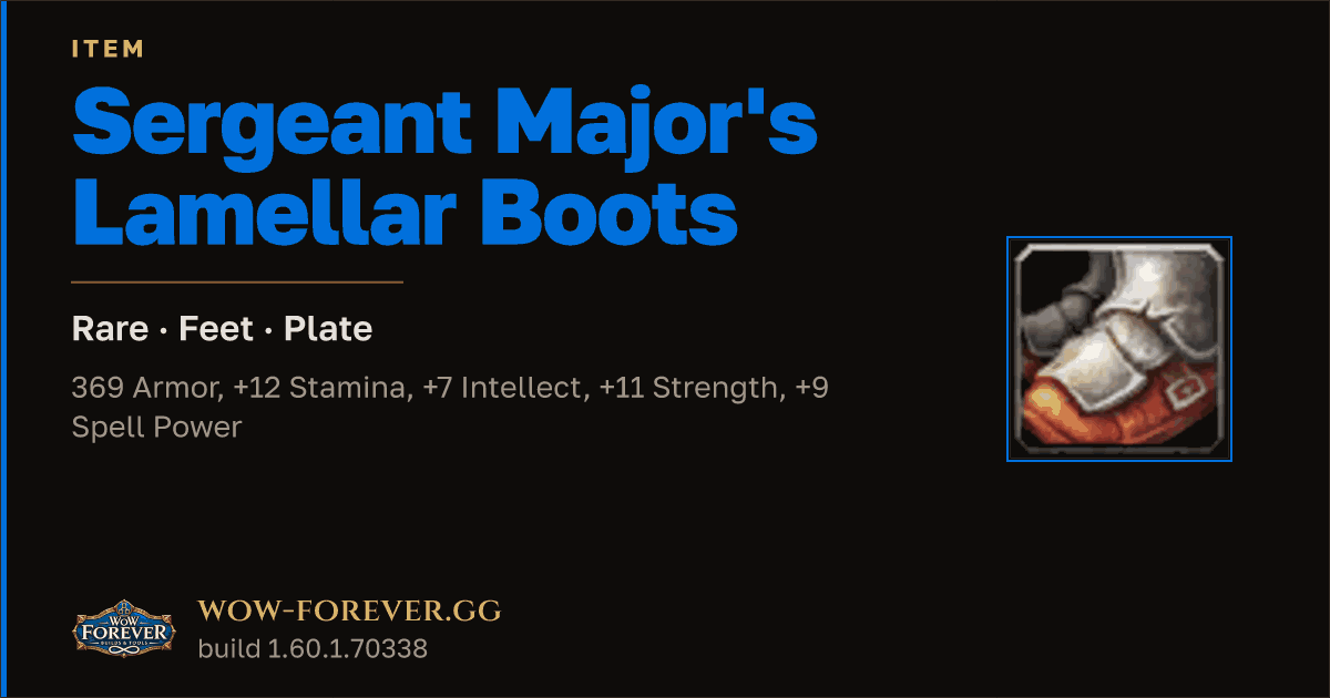 The preview card for Sergeant Major's Lamellar Boots