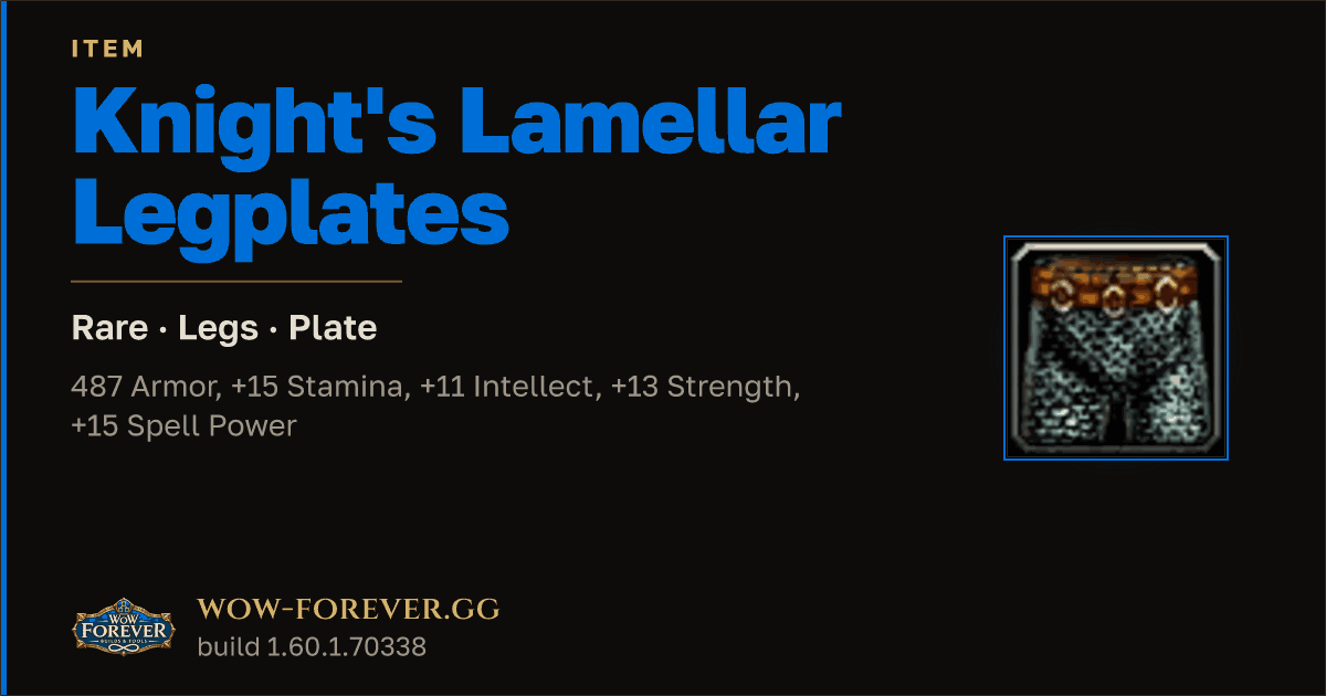 The preview card for Knight's Lamellar Legplates