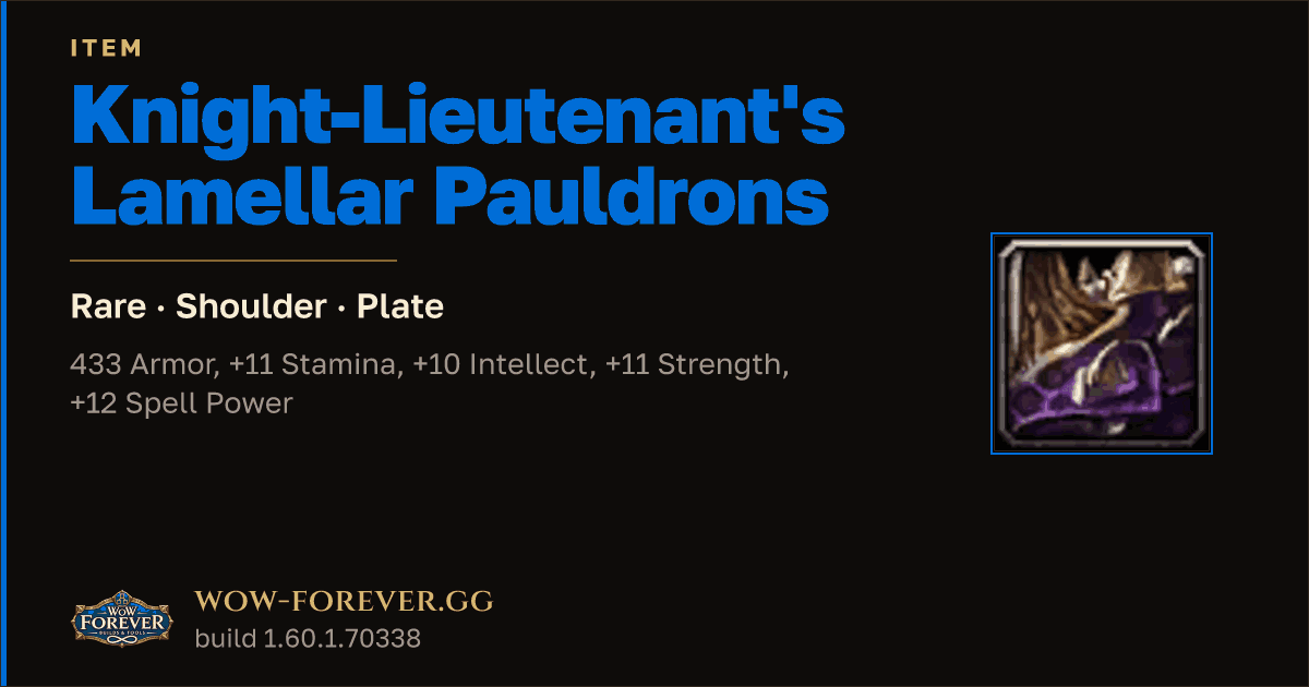 The preview card for Knight-Lieutenant's Lamellar Pauldrons