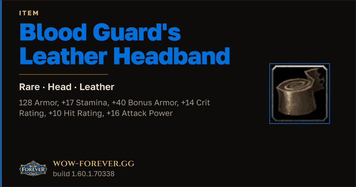 The preview card for Blood Guard's Leather Headband