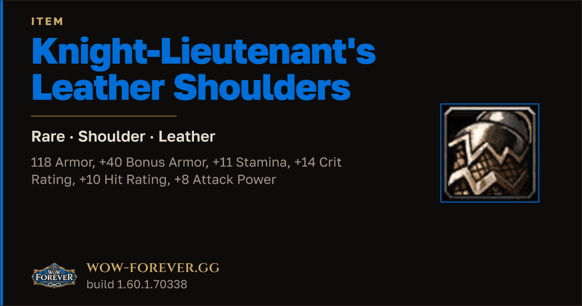 The preview card for Knight-Lieutenant's Leather Shoulders