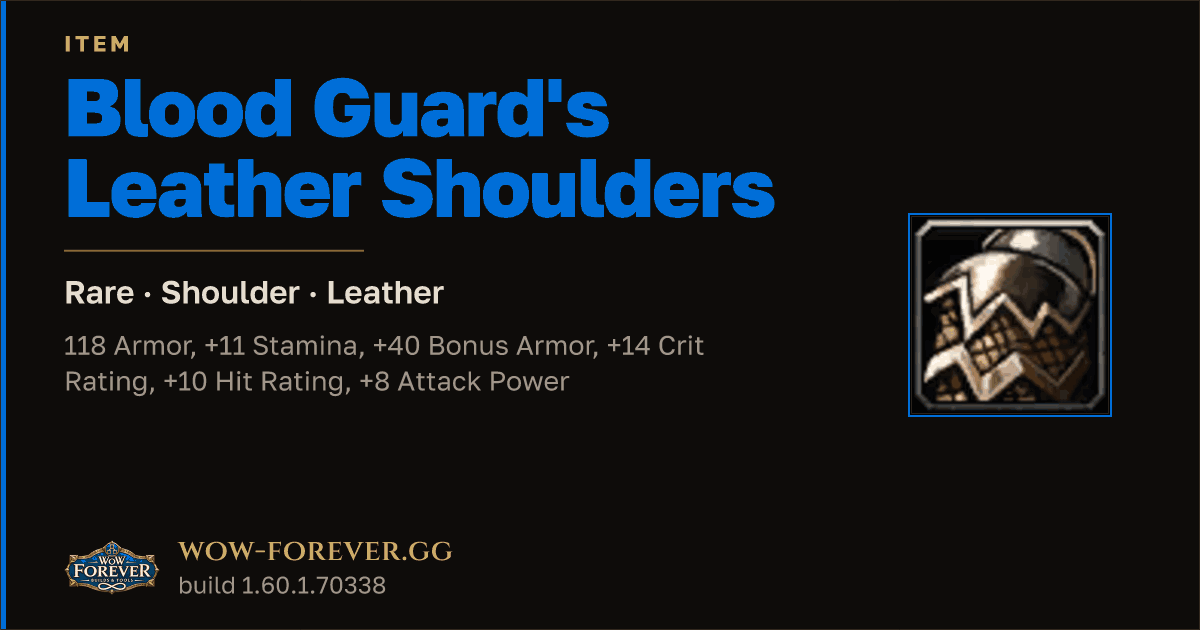 The preview card for Blood Guard's Leather Shoulders