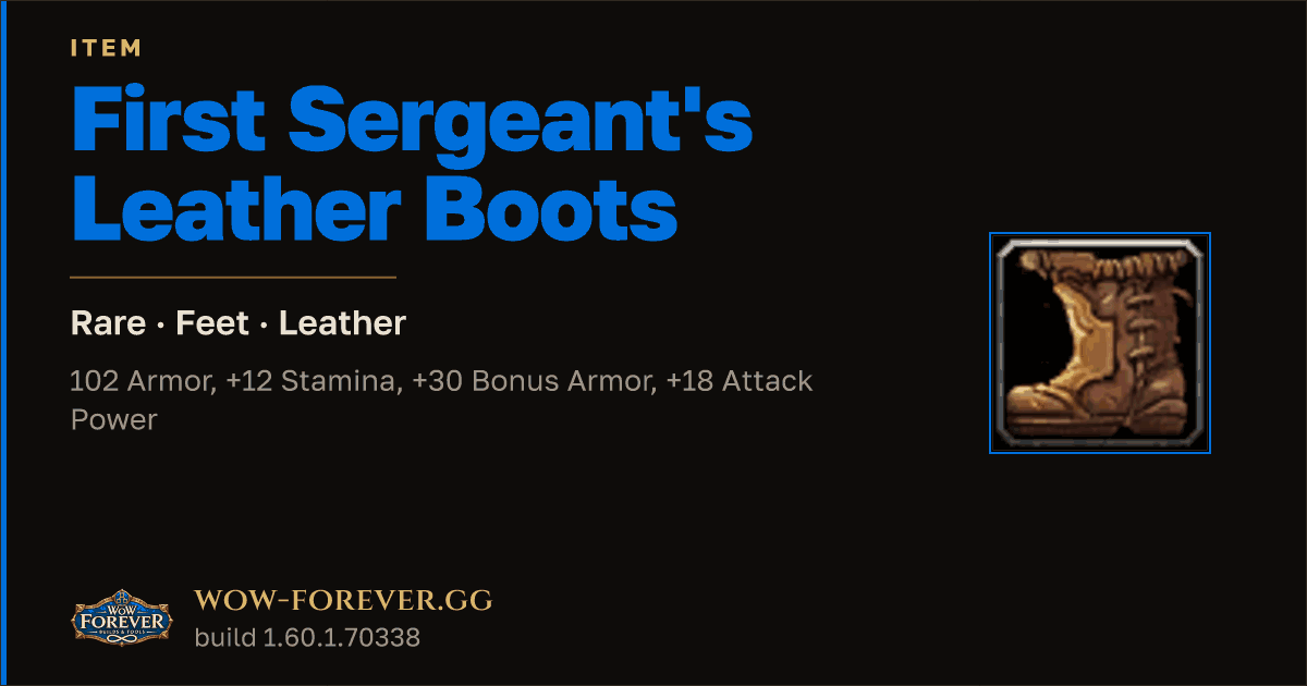 The preview card for First Sergeant's Leather Boots