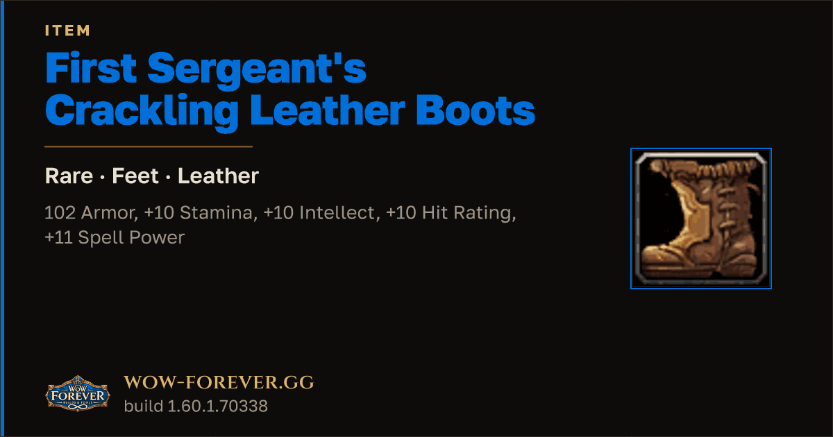 The preview card for First Sergeant's Crackling Leather Boots