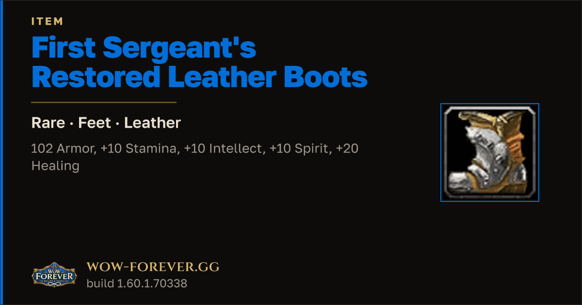 The preview card for First Sergeant's Restored Leather Boots