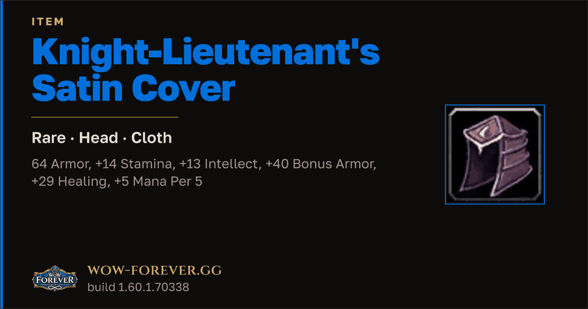 The preview card for Knight-Lieutenant's Satin Cover