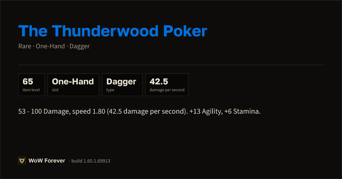 The preview card for The Thunderwood Poker - Rare One-Hand Dagger