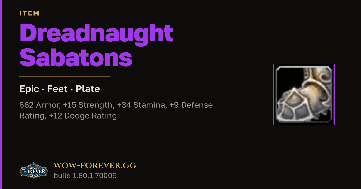 The preview card for Dreadnaught Sabatons - Epic Plate Feet