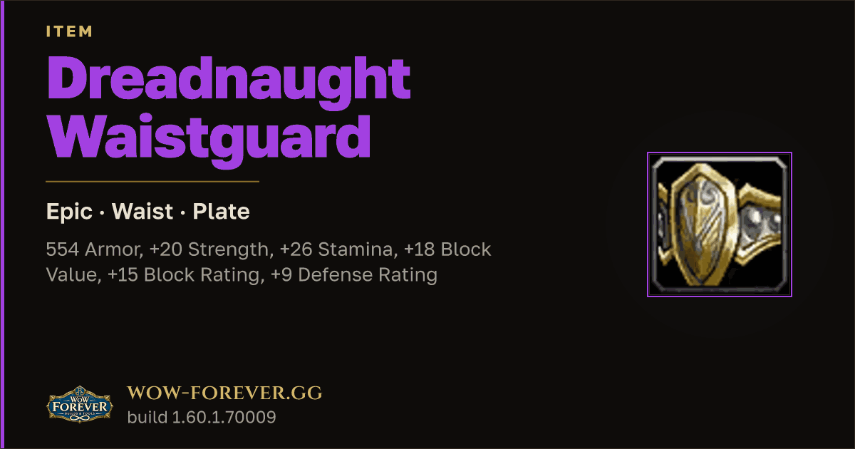 The preview card for Dreadnaught Waistguard - Epic Plate Waist