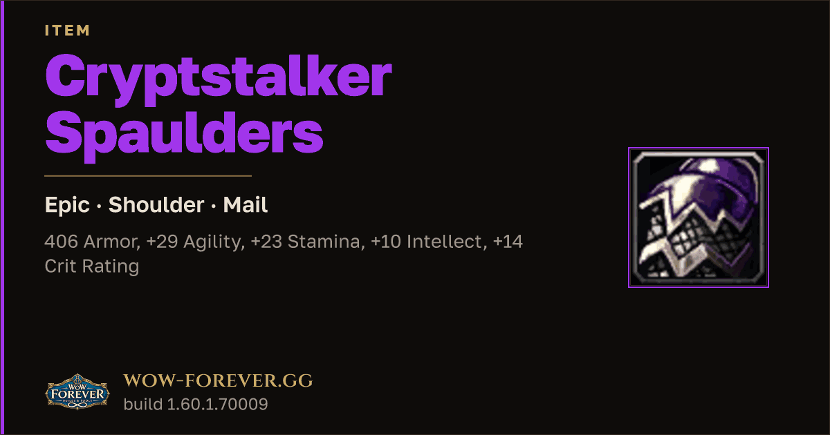 The preview card for Cryptstalker Spaulders - Epic Mail Shoulder