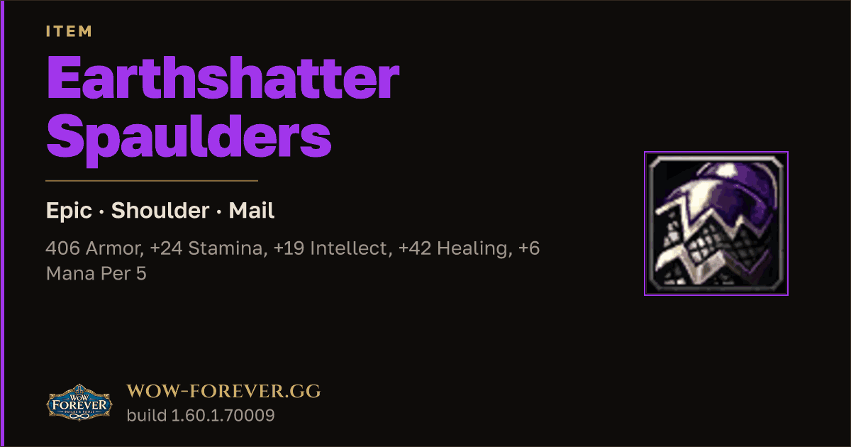The preview card for Earthshatter Spaulders - Epic Mail Shoulder