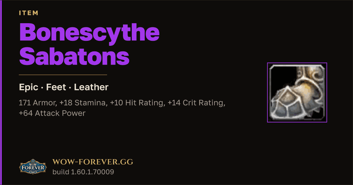 The preview card for Bonescythe Sabatons - Epic Leather Feet