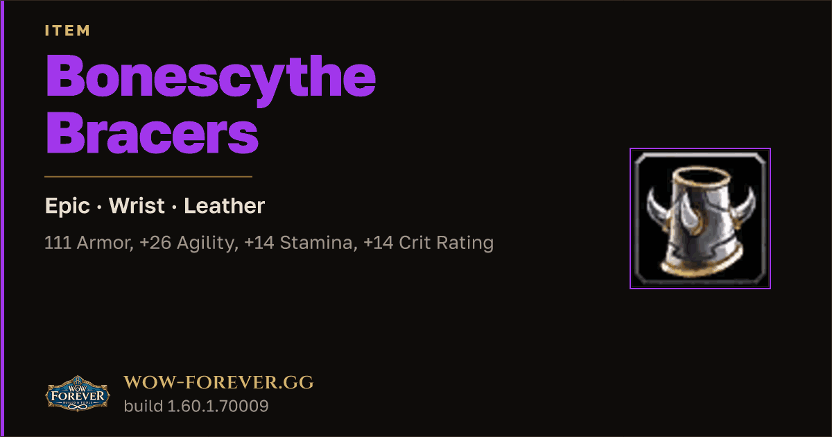 The preview card for Bonescythe Bracers - Epic Leather Wrist