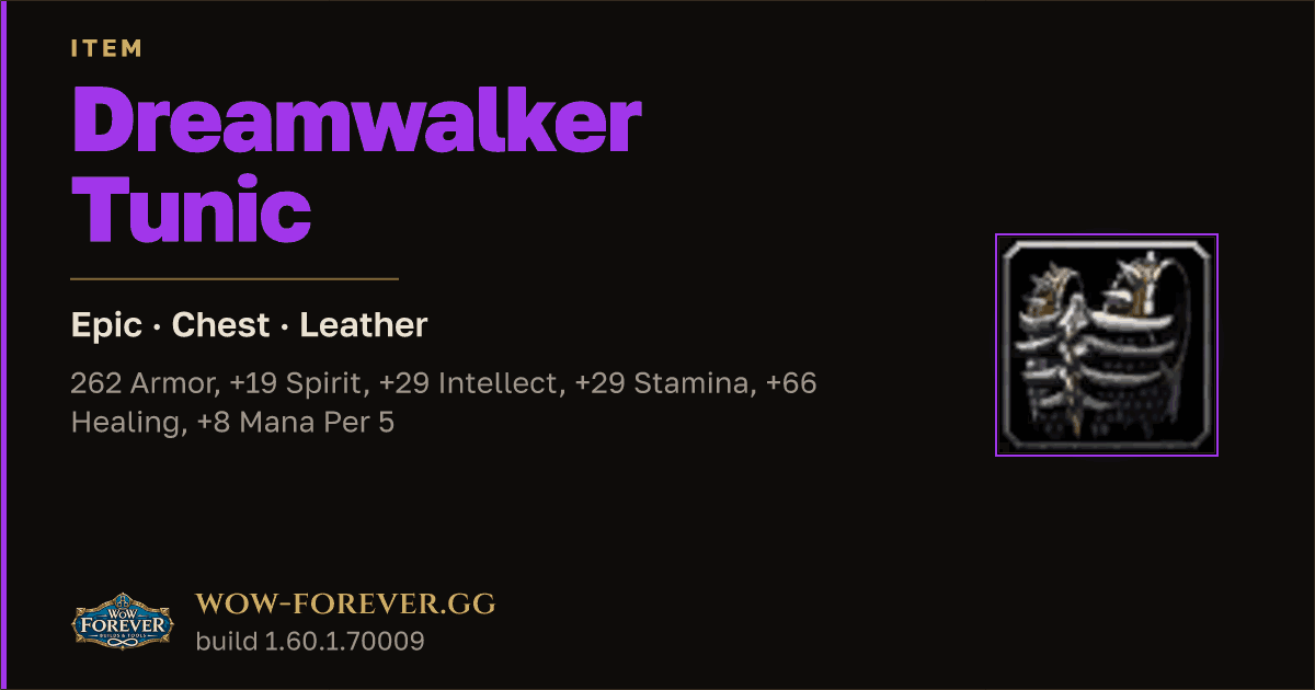 The preview card for Dreamwalker Tunic - Epic Leather Chest
