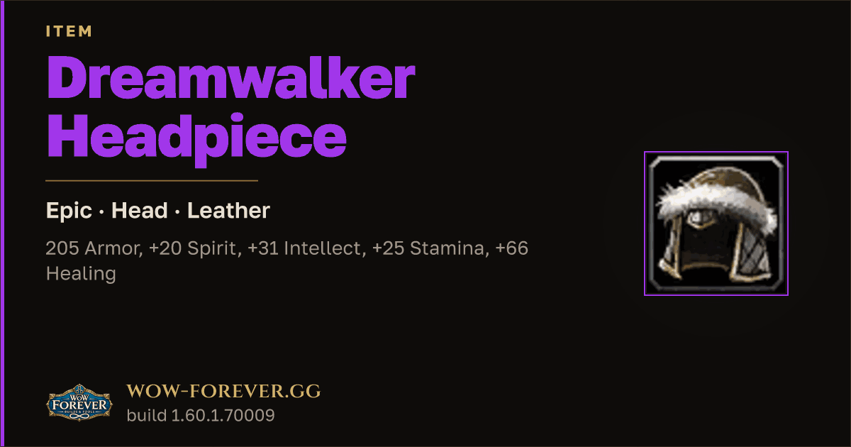 The preview card for Dreamwalker Headpiece - Epic Leather Head