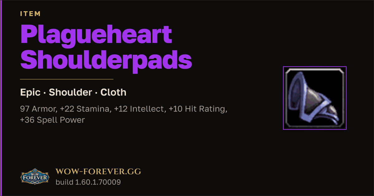 The preview card for Plagueheart Shoulderpads - Epic Cloth Shoulder