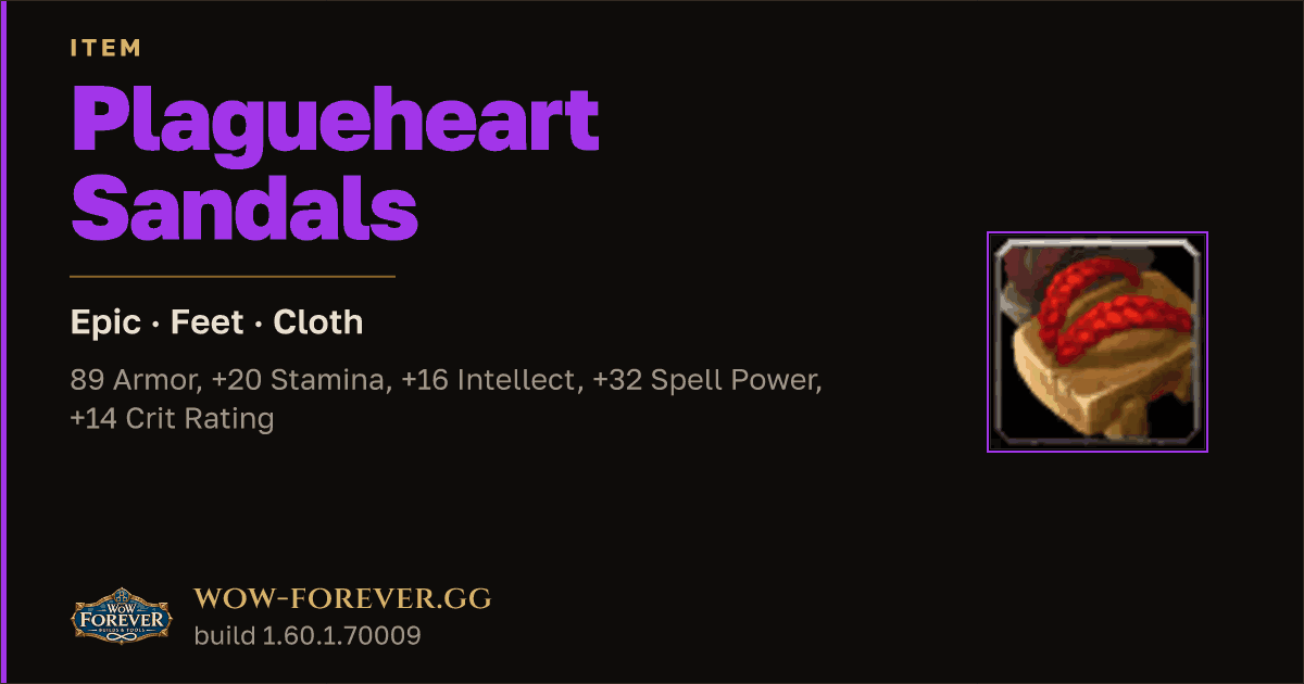 The preview card for Plagueheart Sandals - Epic Cloth Feet