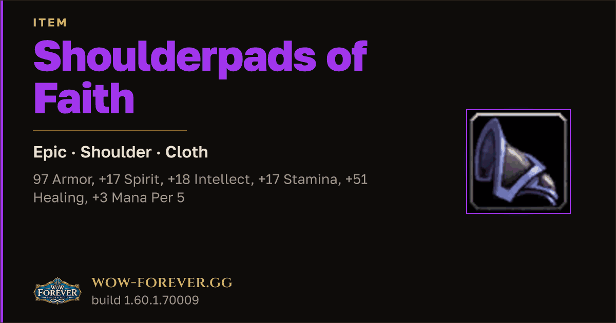 The preview card for Shoulderpads of Faith - Epic Cloth Shoulder