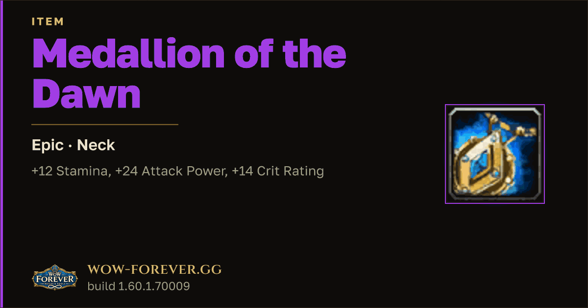 The preview card for Medallion of the Dawn - Epic Necklace