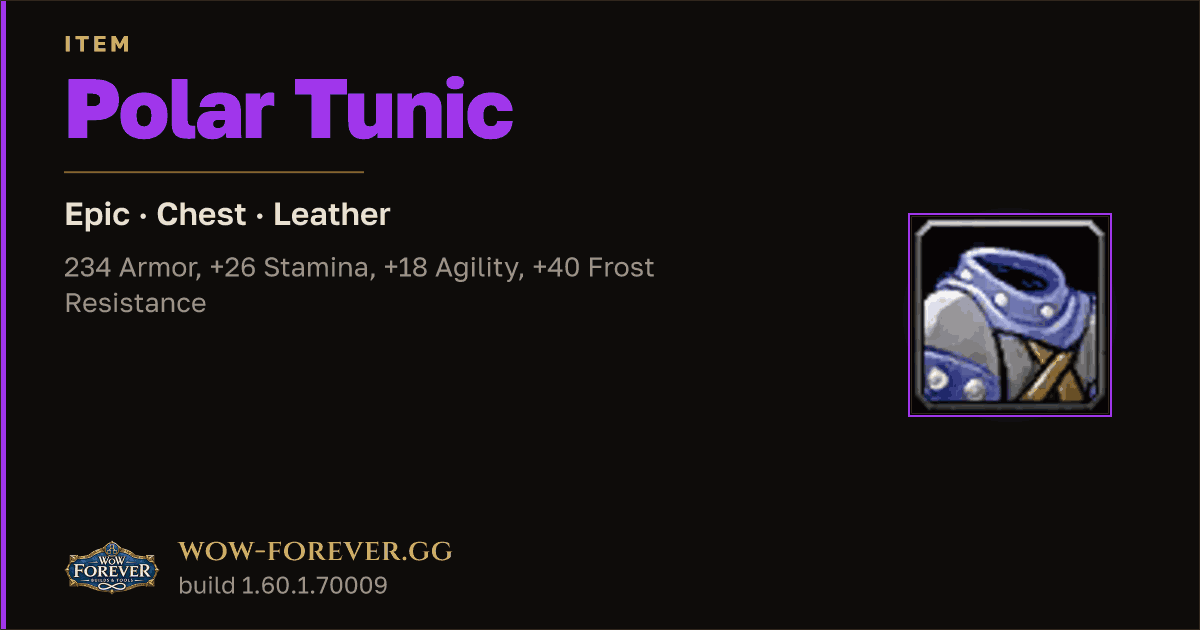 The preview card for Polar Tunic - Epic Leather Chest, Item Level 80