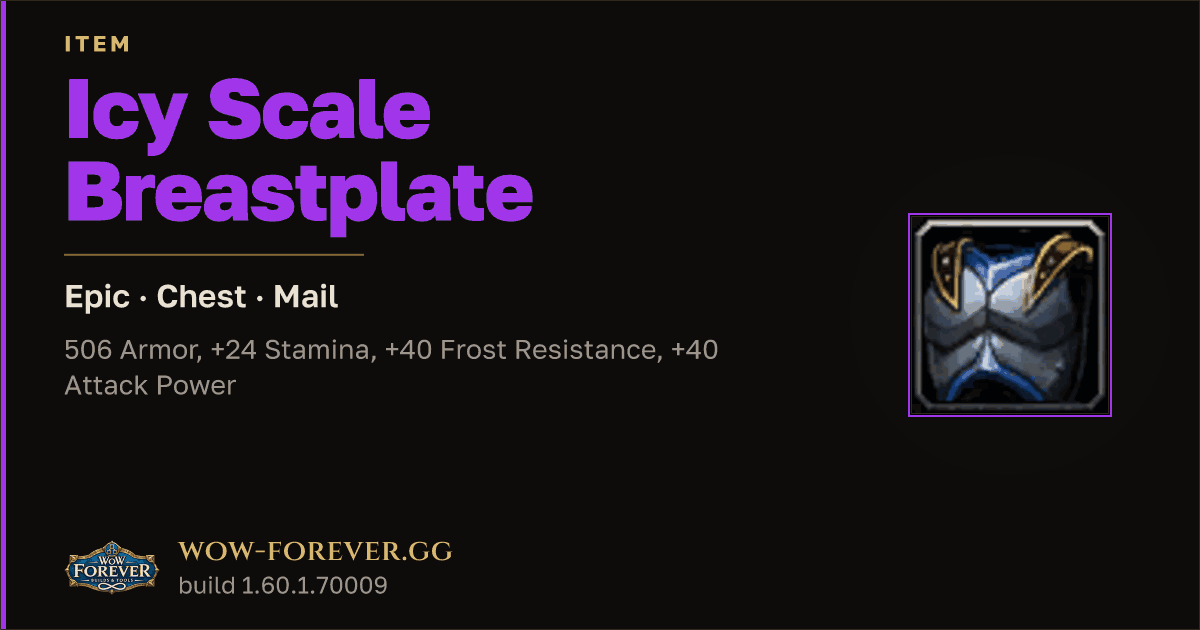 The preview card for Icy Scale Breastplate - Epic Mail Chest