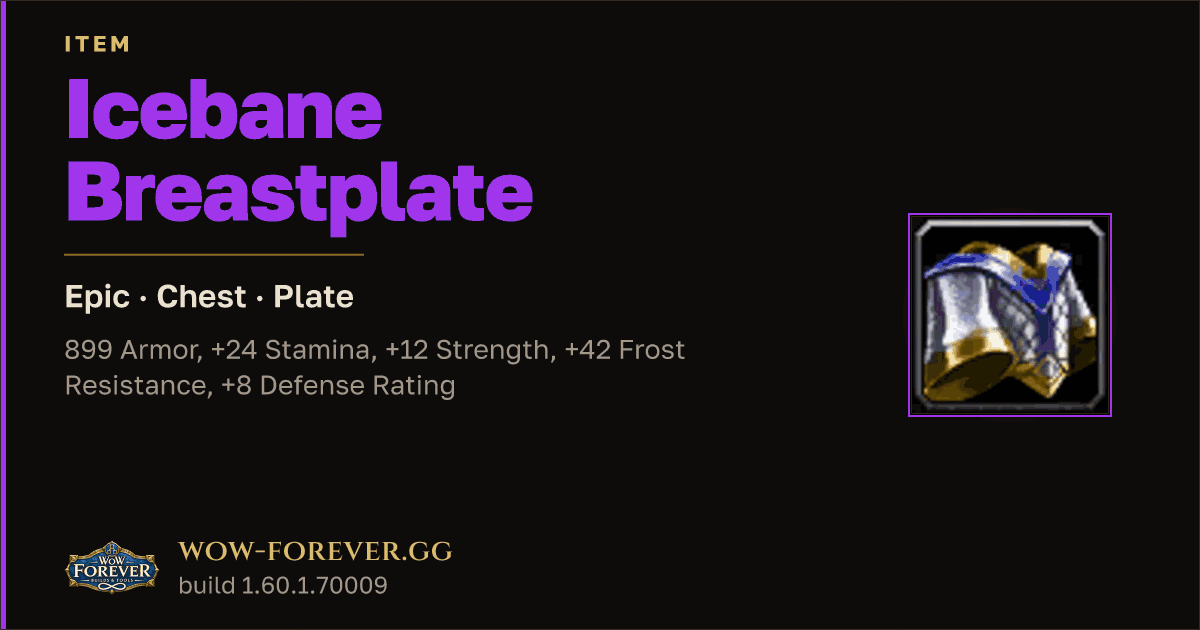 The preview card for Icebane Breastplate - Epic Plate Chest