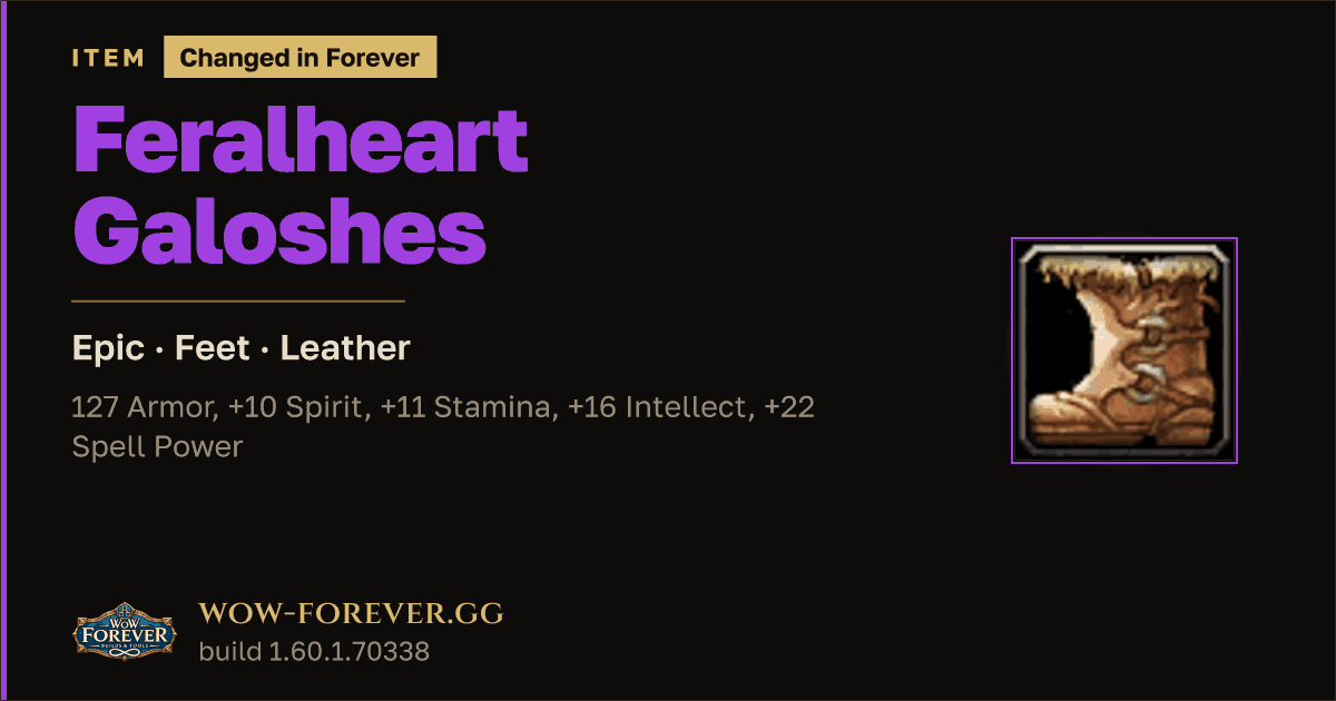 The preview card for Feralheart Galoshes