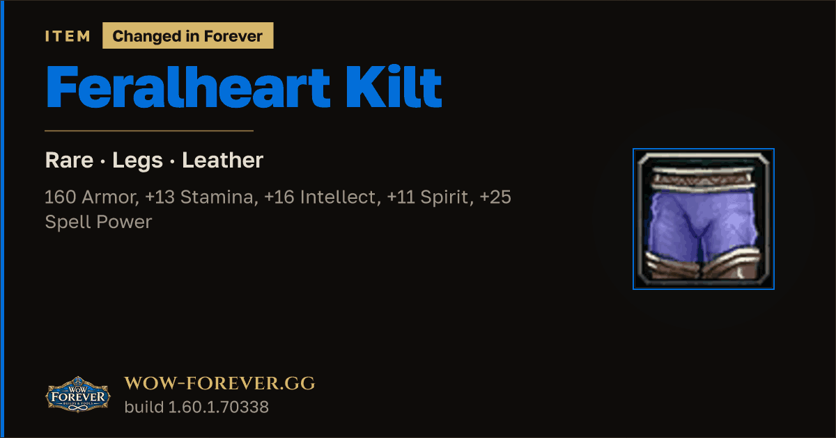 The preview card for Feralheart Kilt