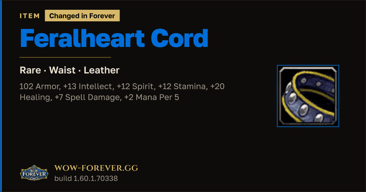 The preview card for Feralheart Cord