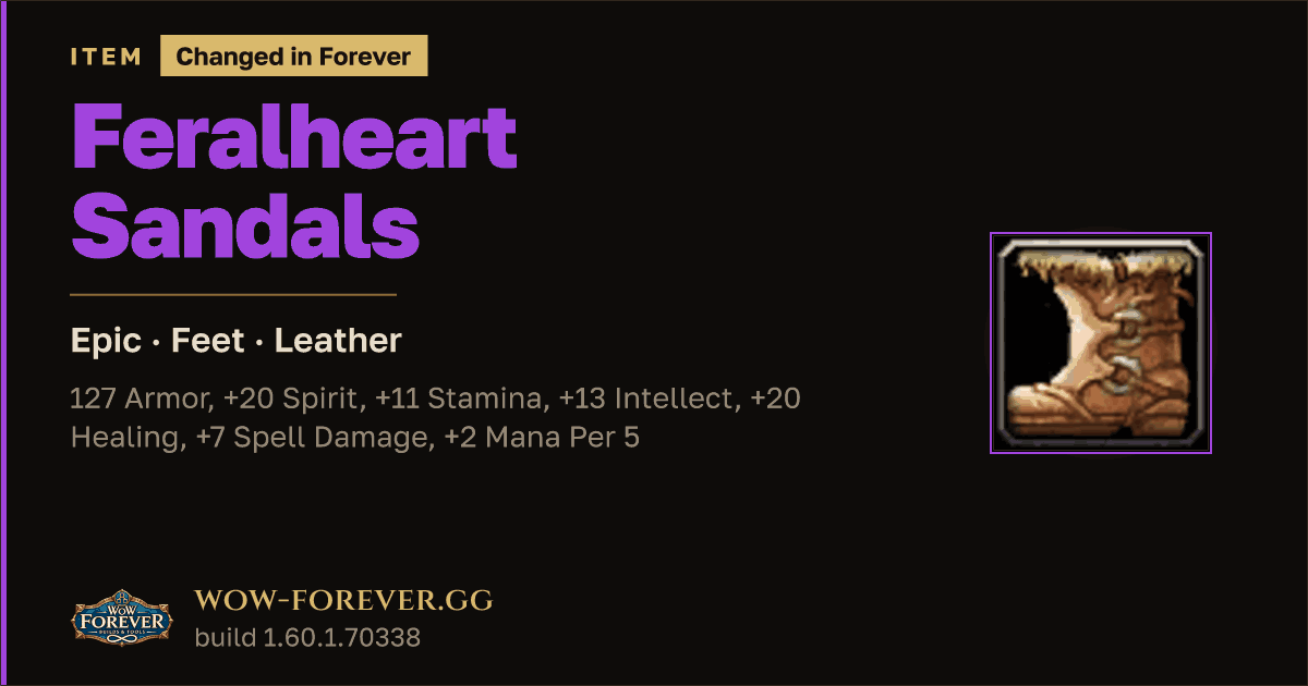 The preview card for Feralheart Sandals