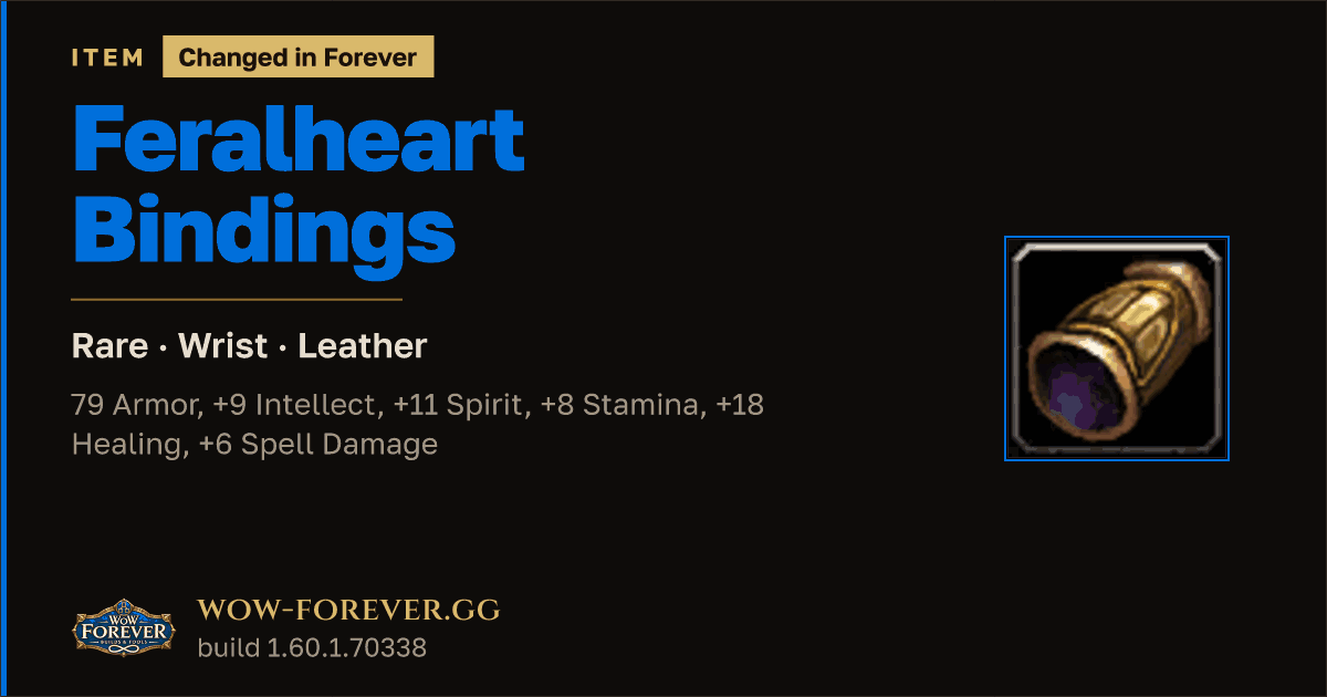 The preview card for Feralheart Bindings