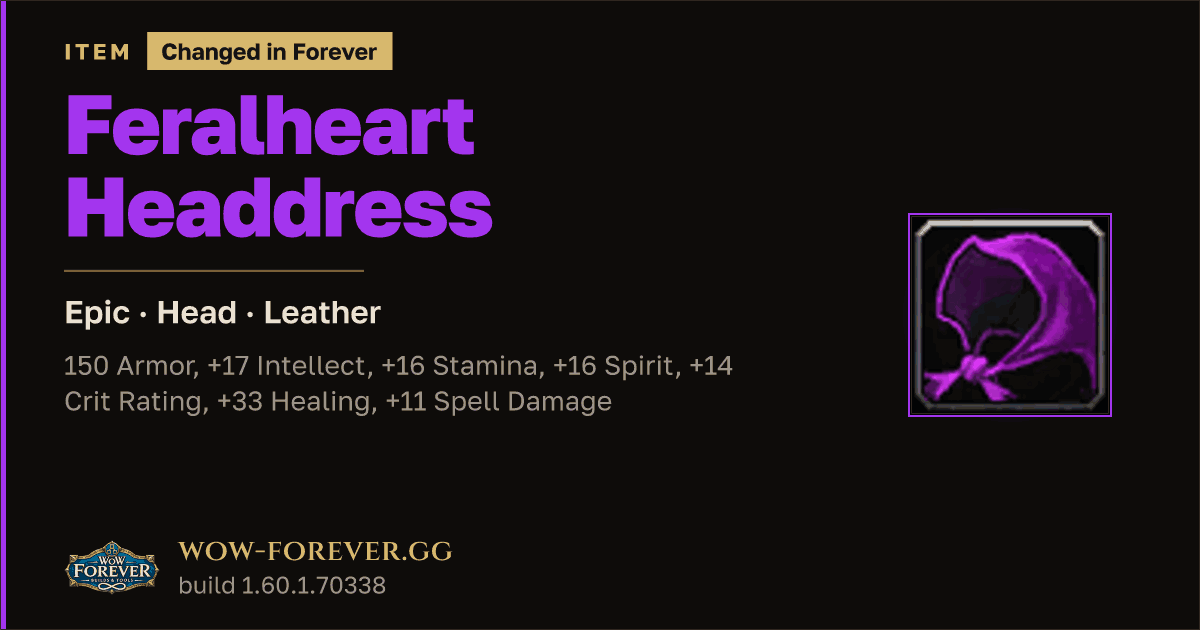 The preview card for Feralheart Headdress