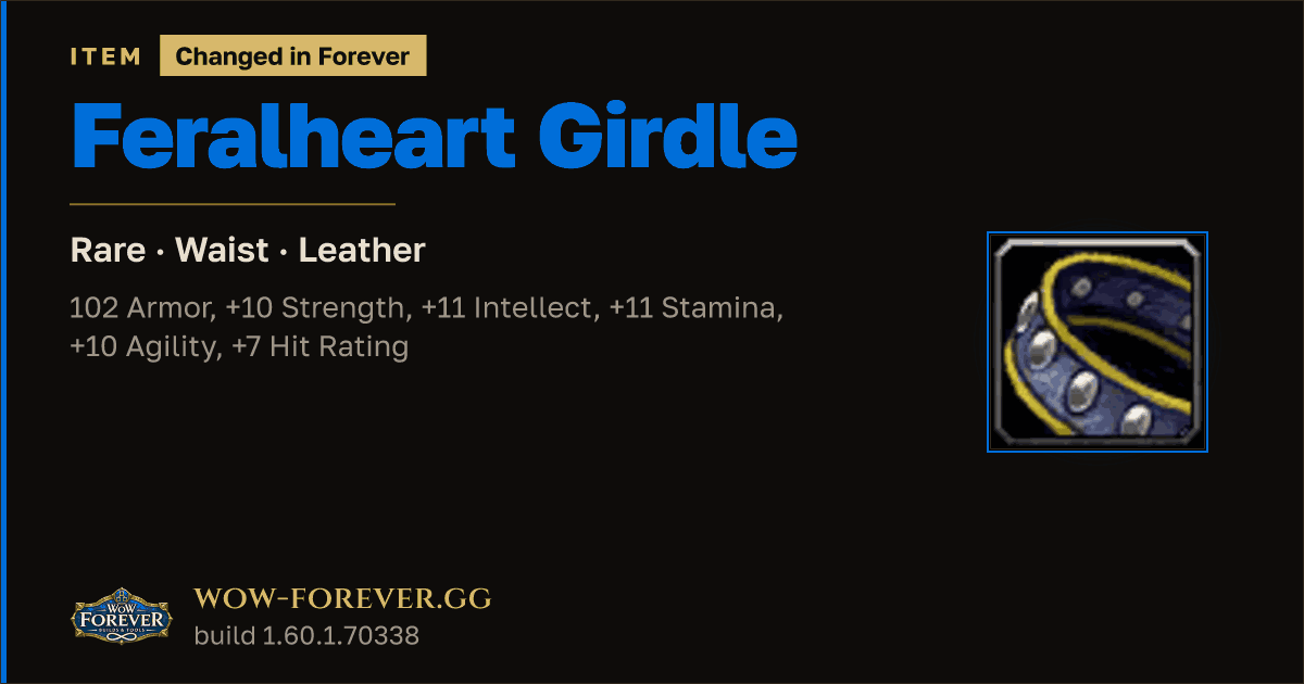 The preview card for Feralheart Girdle