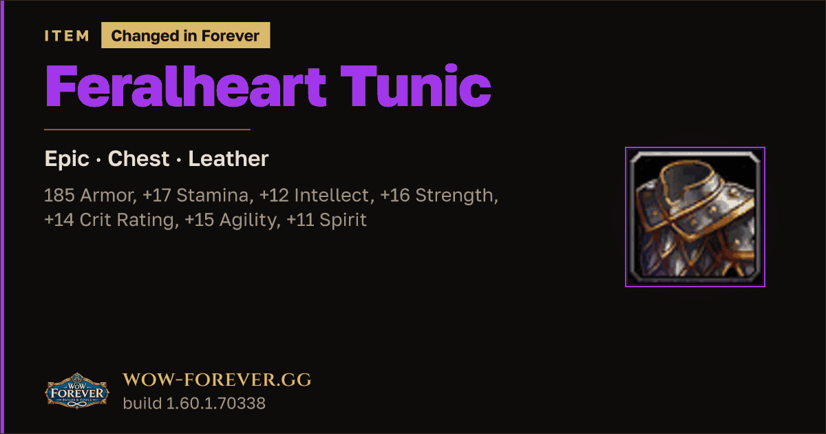 The preview card for Feralheart Tunic
