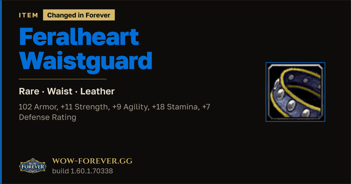 The preview card for Feralheart Waistguard