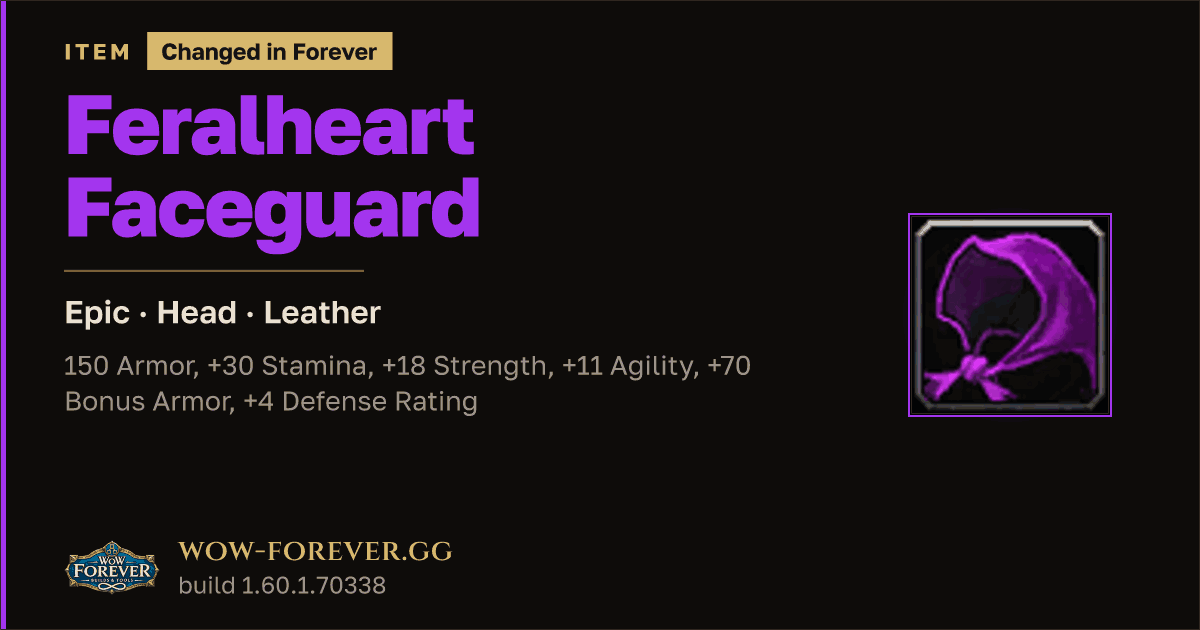 The preview card for Feralheart Faceguard