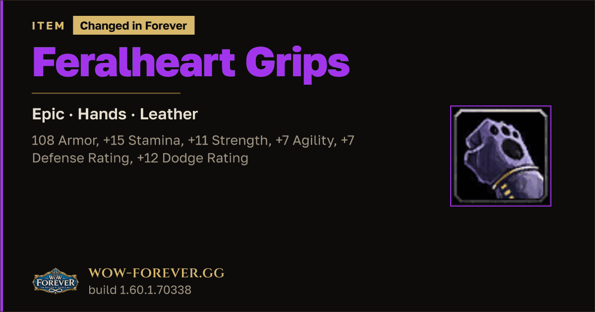 The preview card for Feralheart Grips
