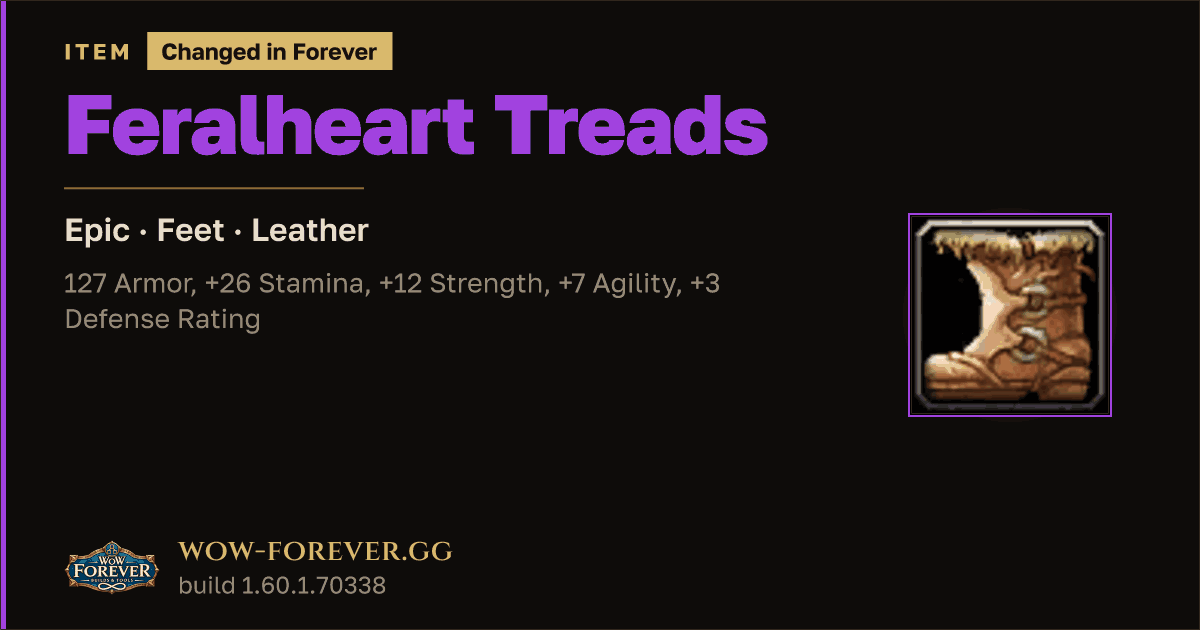 The preview card for Feralheart Treads