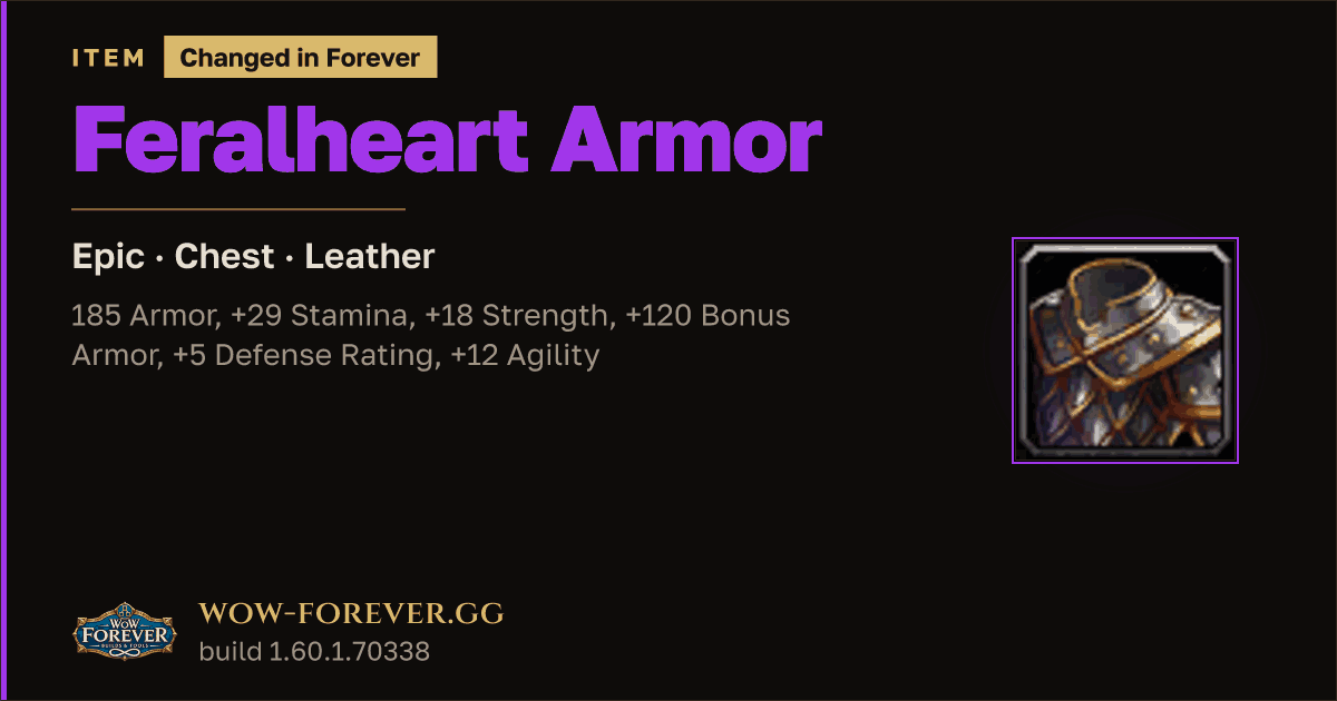 The preview card for Feralheart Armor
