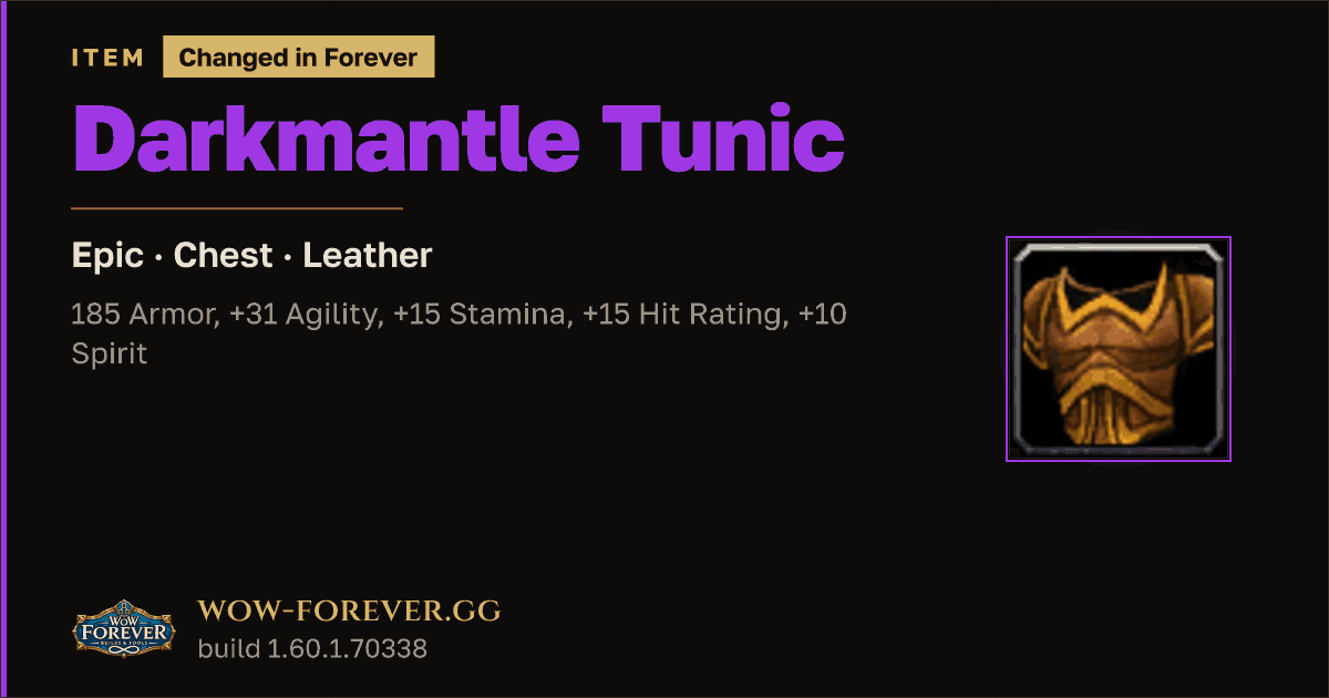 The preview card for Darkmantle Tunic