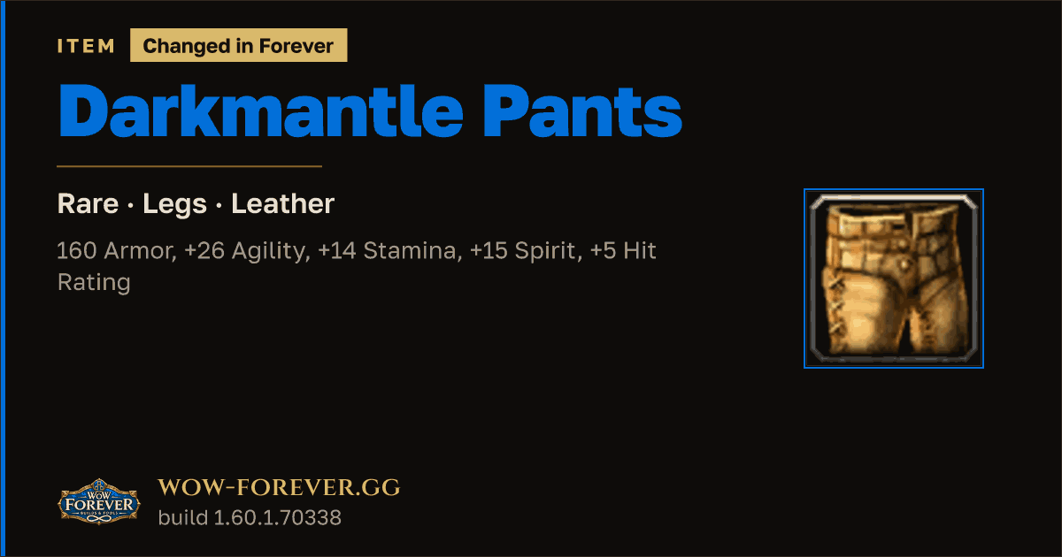 The preview card for Darkmantle Pants