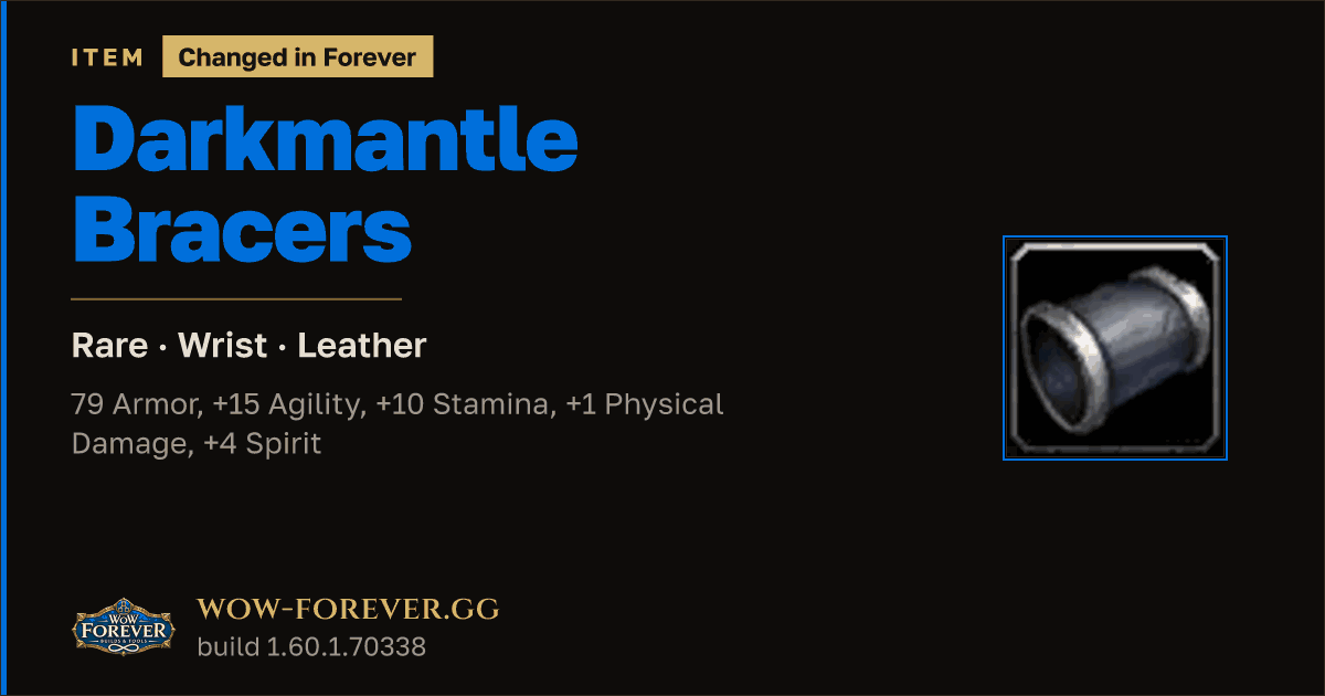 The preview card for Darkmantle Bracers