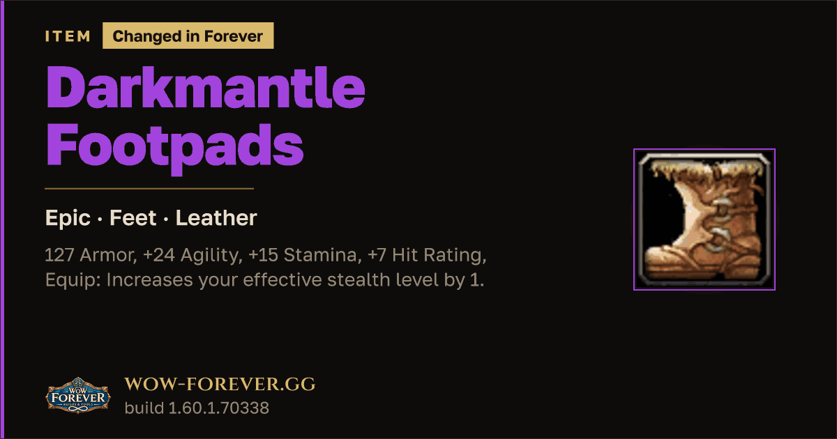 The preview card for Darkmantle Footpads