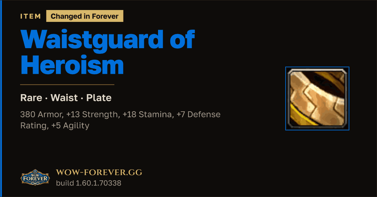 The preview card for Waistguard of Heroism