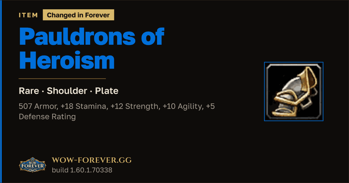 The preview card for Pauldrons of Heroism