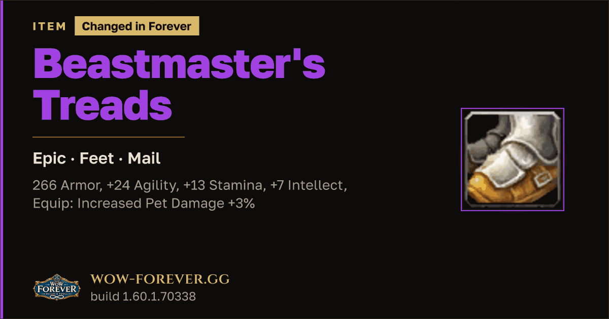 The preview card for Beastmaster's Treads