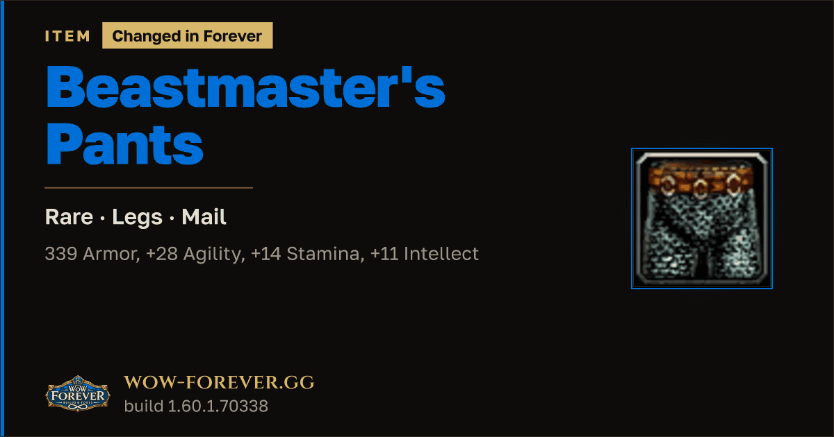 The preview card for Beastmaster's Pants